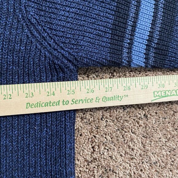 VTG Faded Glory Crewneck Sweater Men’s XL Pull Over Blue Denim Patch Shoulders - Picture 5 of 7